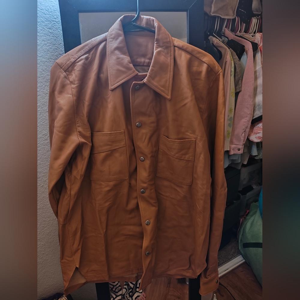 Rhude Leather Tan Light Jacket
